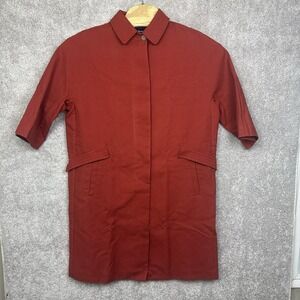 Faconnable Red Orange Cotton Trench Swing Coat Size X-Large